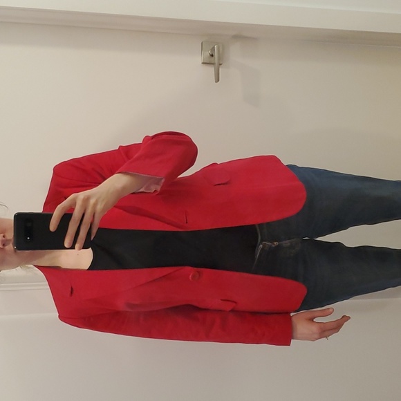 Vintage Jackets & Blazers - Red Linen Blazer